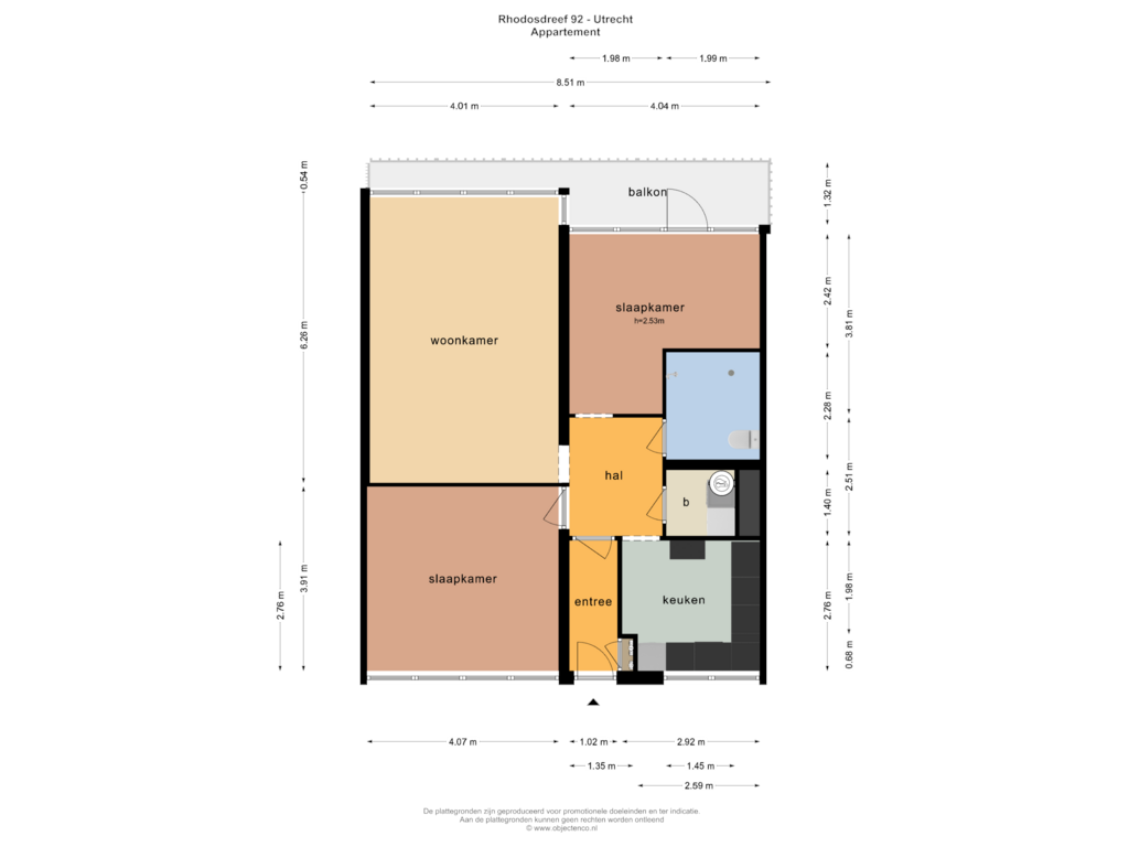 Bekijk plattegrond van APPARTEMENT van Rhodosdreef 92