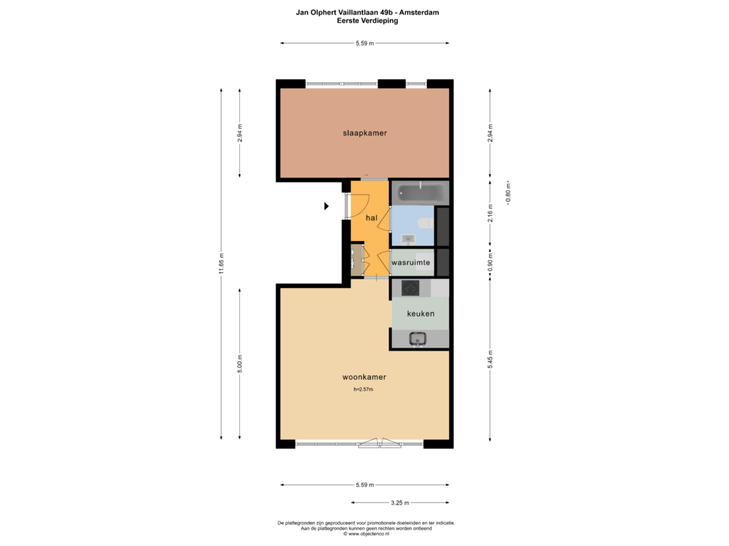 View floorplan of EERSTE VERDIEPING of Jan Olphert Vaillantlaan 49-B