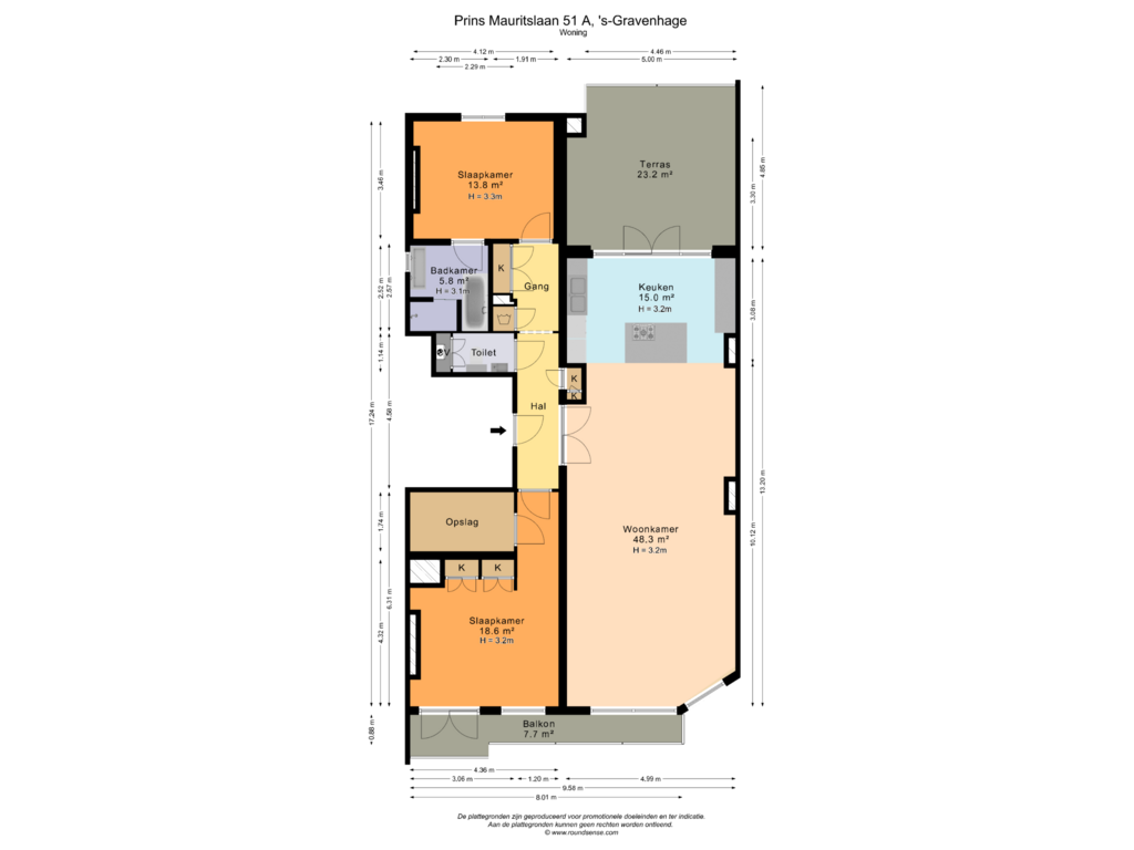 Bekijk plattegrond van Woning van Prins Mauritslaan 51-A