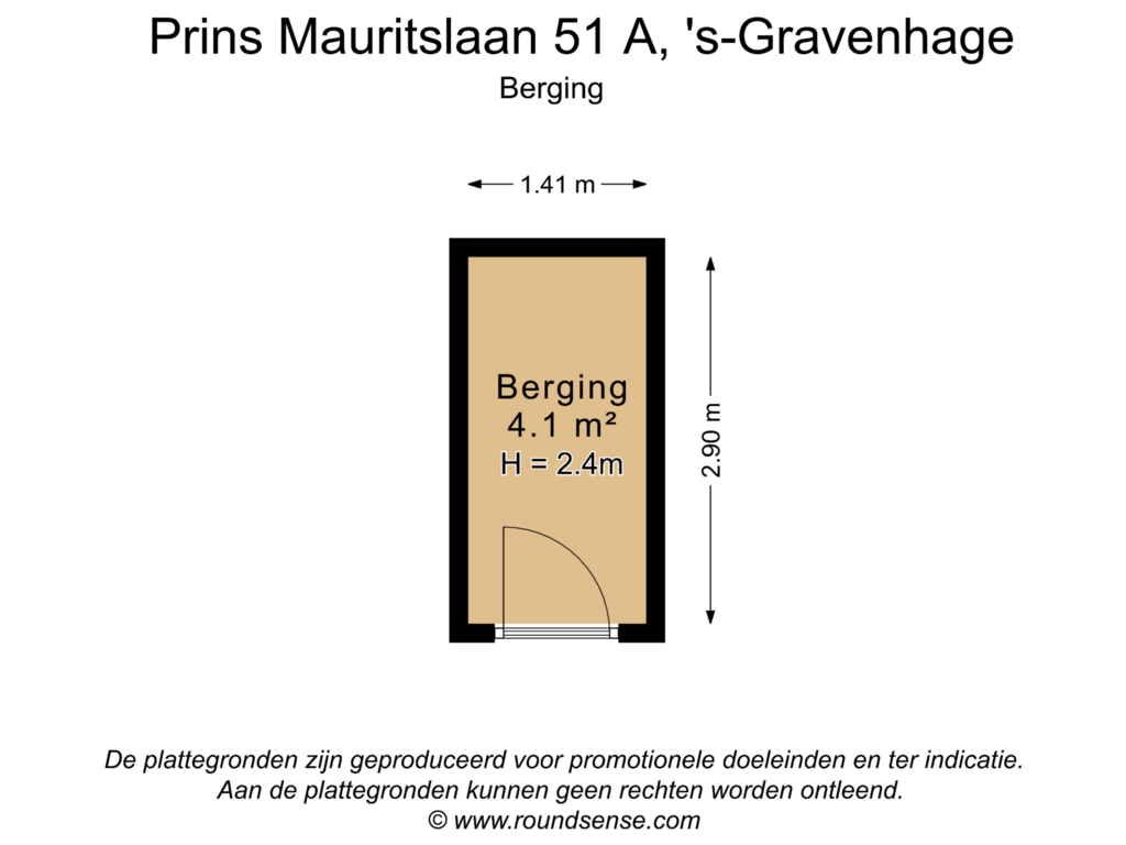 Bekijk plattegrond van Berging van Prins Mauritslaan 51-A