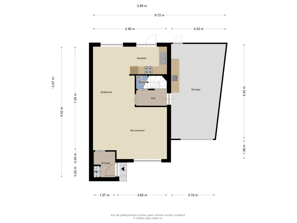 Bekijk plattegrond van Begane Grond van Slakberg 10