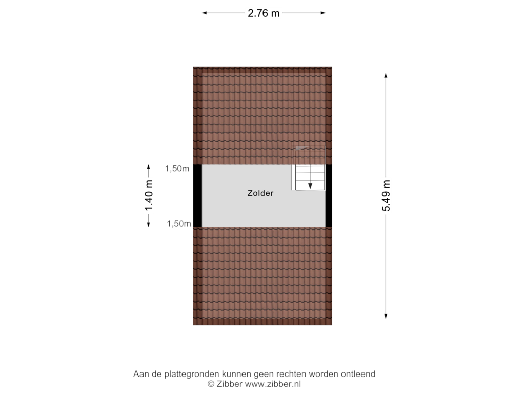 View floorplan of Zolder of Rembrandtstraat 30