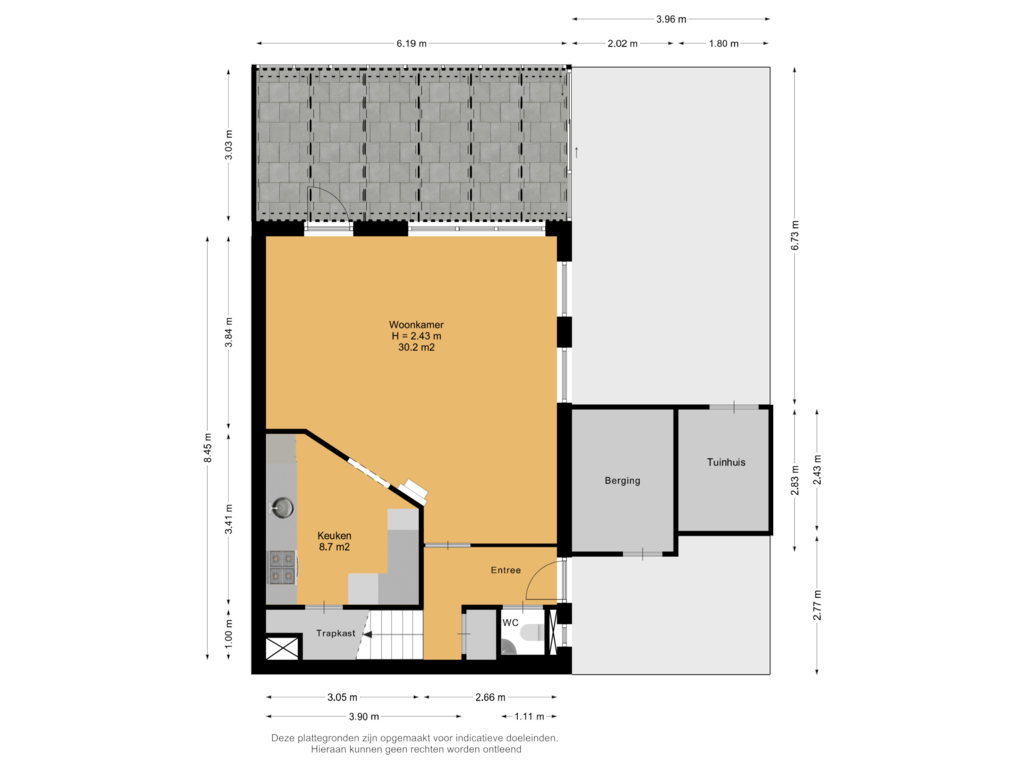 Bekijk plattegrond van Begane Grond Met Kavel van Hermelijnwit 16