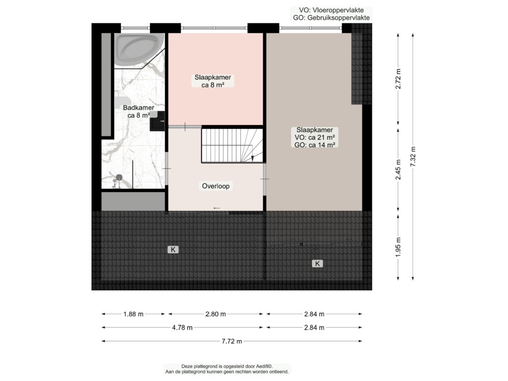 View floorplan of Eerste verdieping of Ommelanderwijk 30