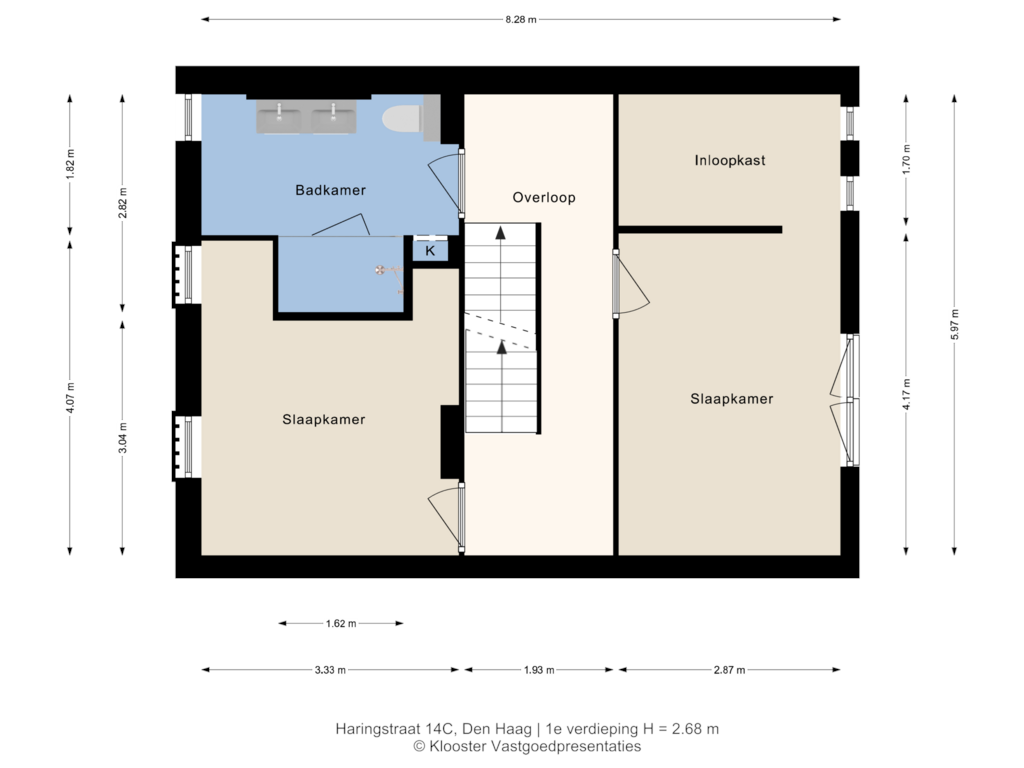 Bekijk plattegrond van 1e verdieping van Haringstraat 14-C