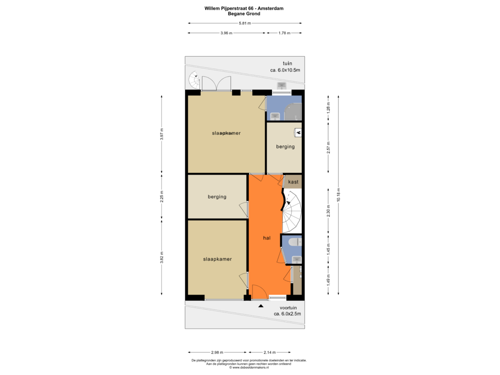 Bekijk plattegrond van BEGANE GROND van Willem Pijperstraat 66