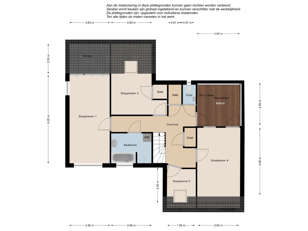 View floorplan of 1e verdieping of Wilhelminalaan 16