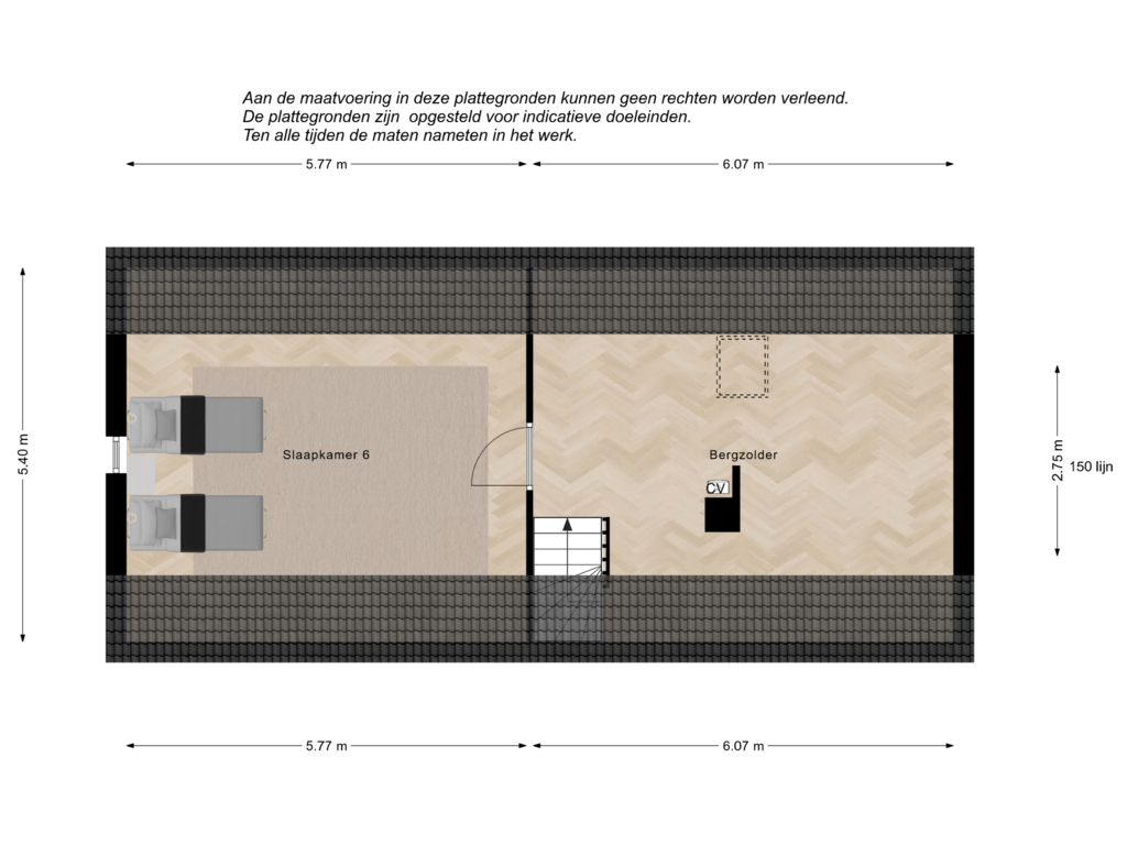 View floorplan of 2e verdieping 3D of Wilhelminalaan 16