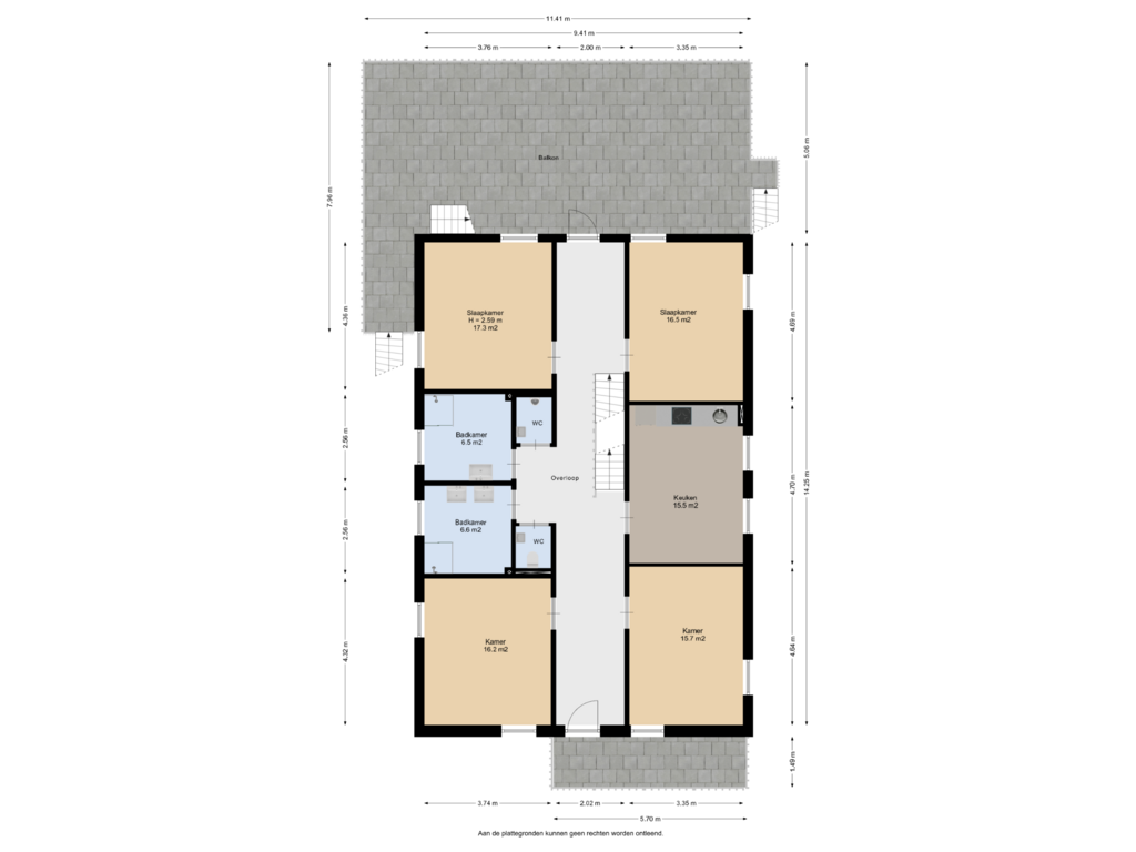 Bekijk plattegrond van 1e Verdieping van Auck Petersstrjitte 2