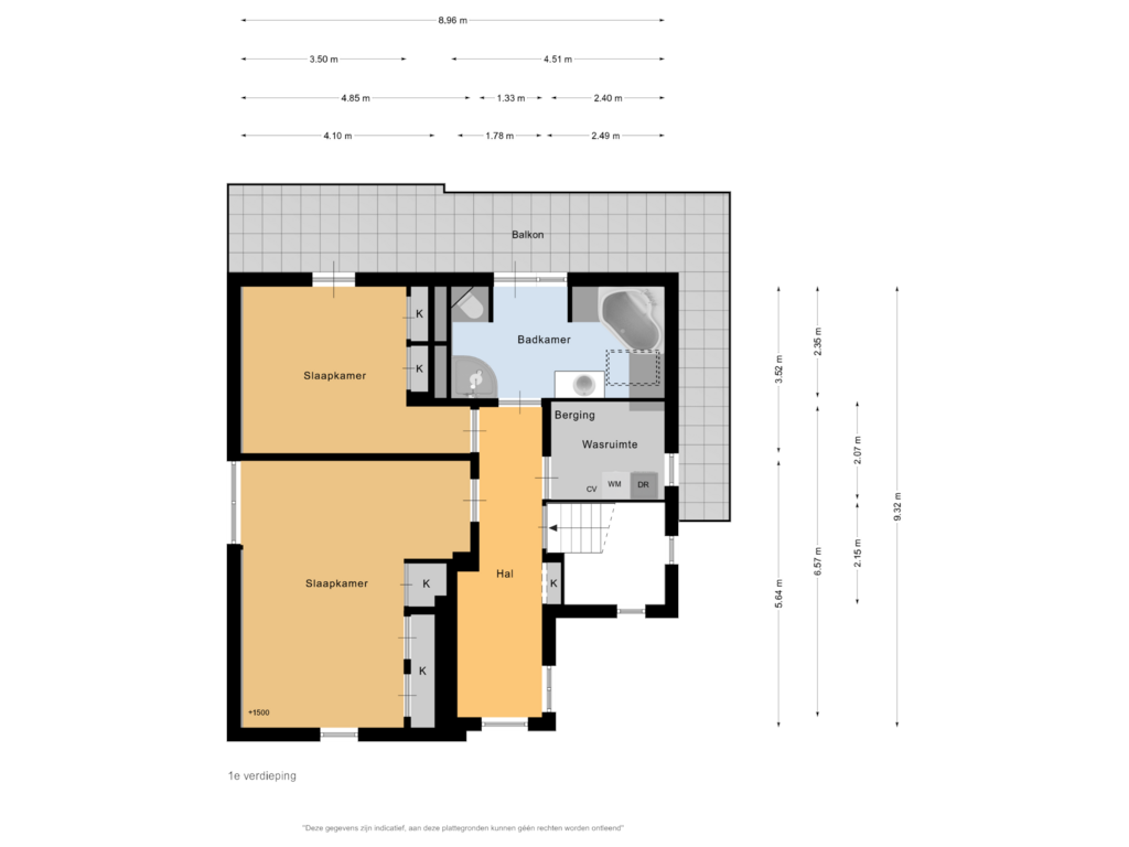 Bekijk plattegrond van 1e verdieping van Julianaweg 59