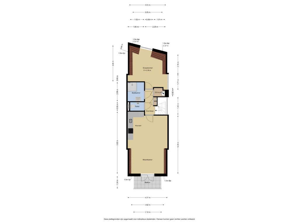 Bekijk plattegrond van bovenverdieping van Willem van Hillegaersbergstraat 131-D