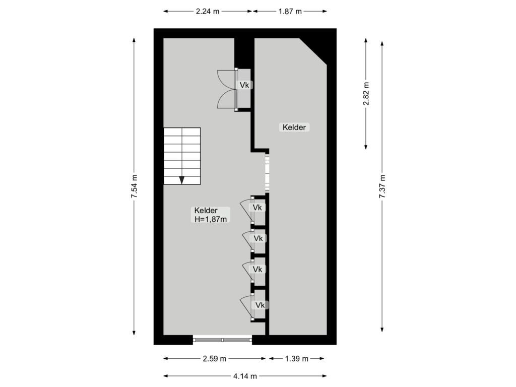 Bekijk plattegrond van Kelder van Hoofdstraat 185