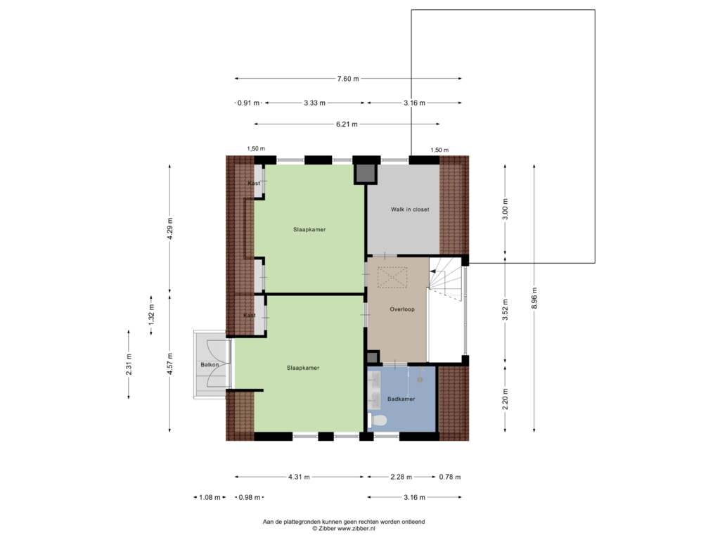 View floorplan of Eerste verdieping of Zutphenseweg 74