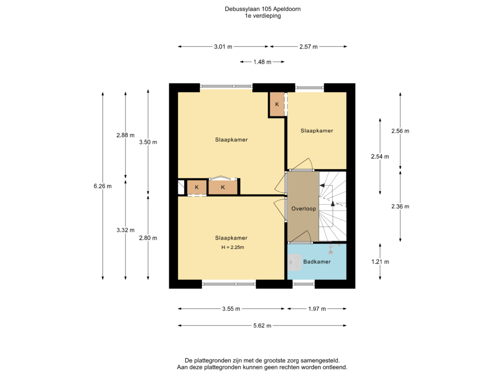 Bekijk plattegrond van 1e verdieping van Debussylaan 105