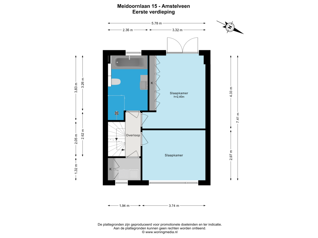 Bekijk plattegrond van 1e_verd van Meidoornlaan 15