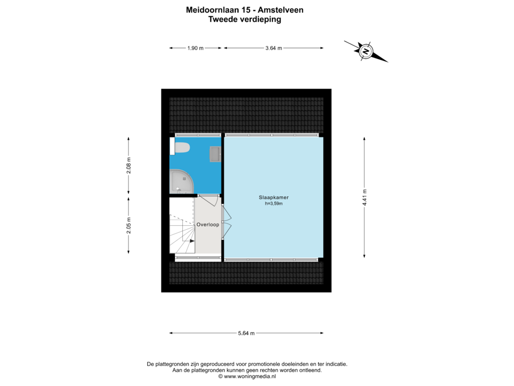 Bekijk plattegrond van 2e_verd van Meidoornlaan 15