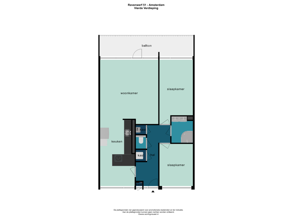 Bekijk plattegrond van VIERDE VERDIEPING van Ravenwerf 51