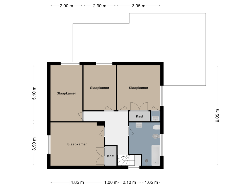 Bekijk plattegrond van Verdieping 1 van Ransdalerweg 1