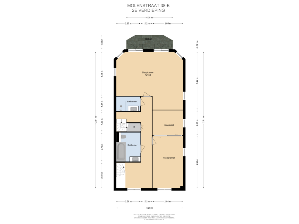 Bekijk plattegrond van 2E Verdieping van Molenstraat 38-B