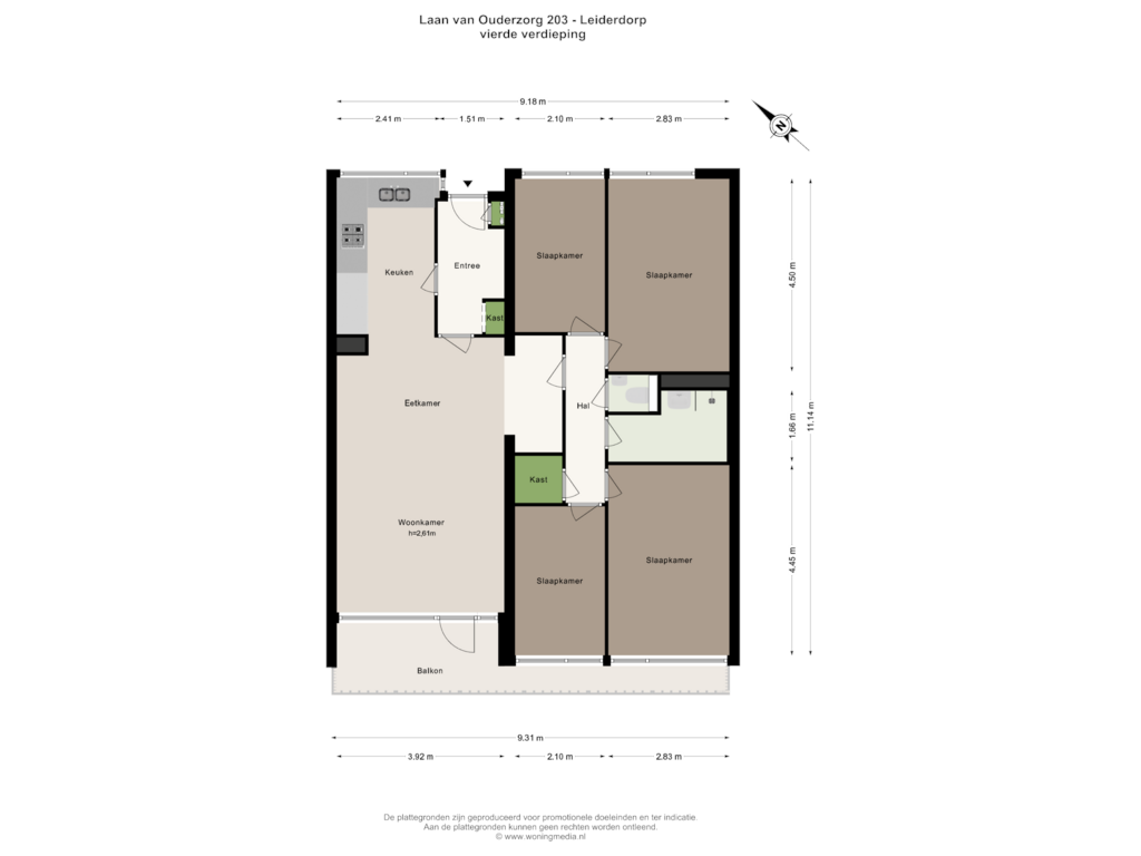 Bekijk plattegrond van vierde verdieping van Laan van Ouderzorg 203