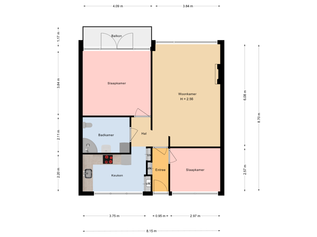 Bekijk plattegrond van appartement van van der Werffstraat 356