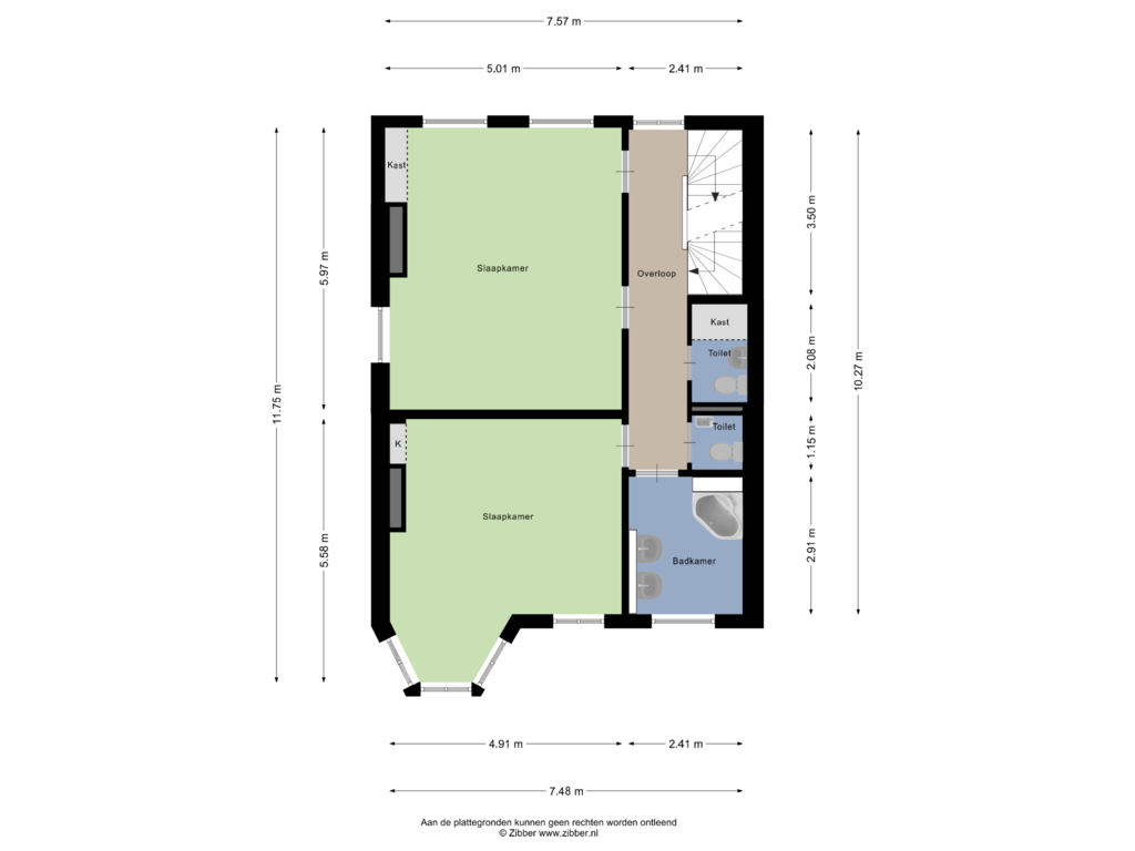 View floorplan of Tweede verdieping of Noordeindeplein 2-B