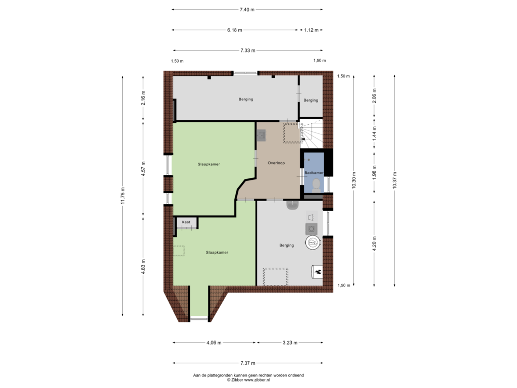 View floorplan of Derde verdieping of Noordeindeplein 2-B