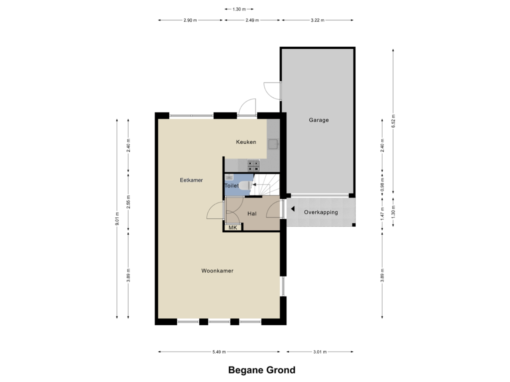 Bekijk plattegrond van Begane Grond van Onderstehof 7