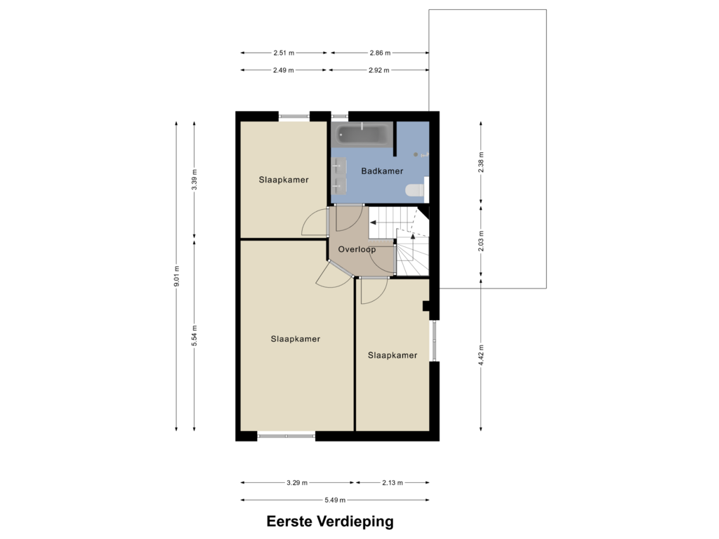 Bekijk plattegrond van Eerste Verdieping van Onderstehof 7