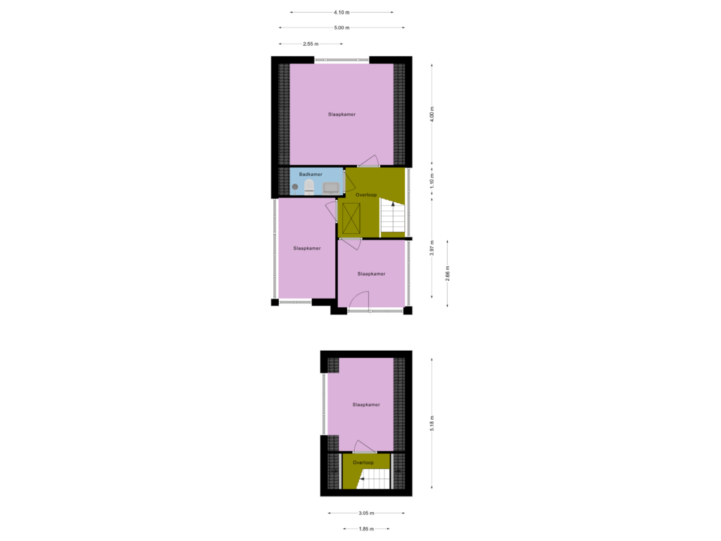 View floorplan of 1e Verdieping of Dahliastraat 2