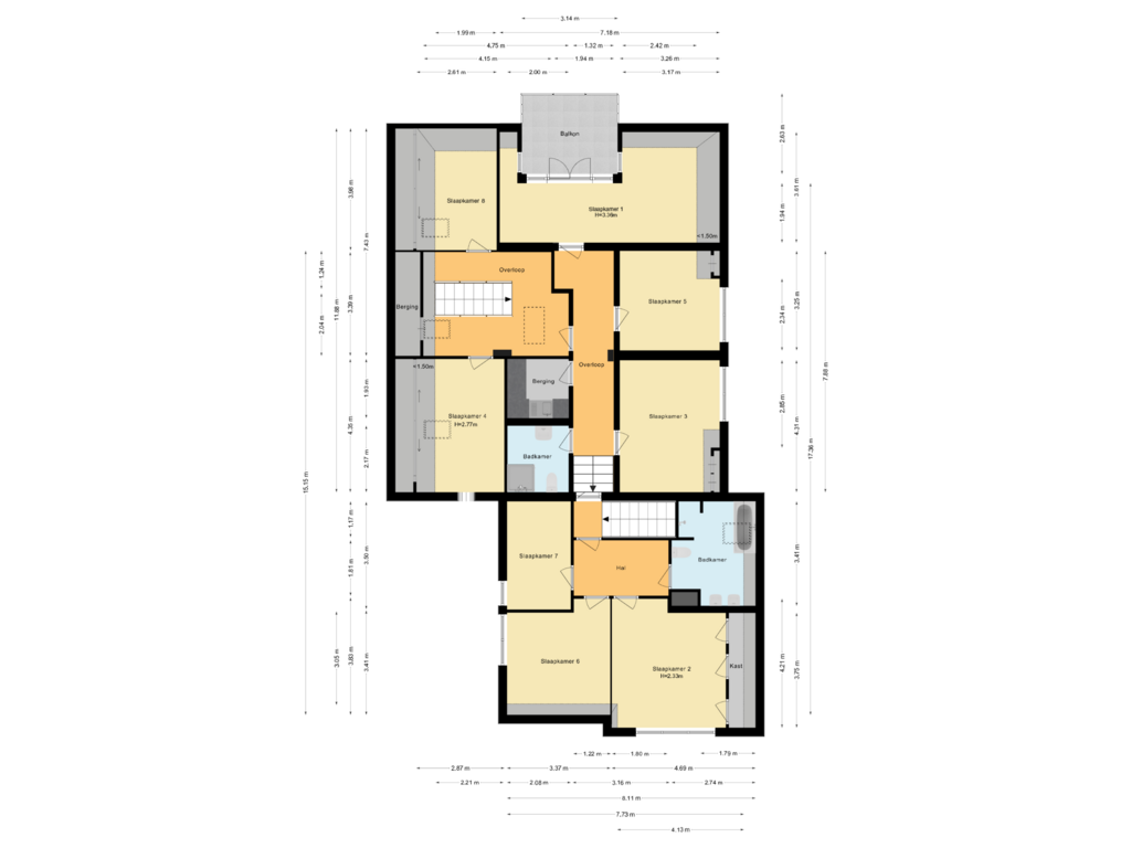 View floorplan of Eerste verdieping of Dorpsstraat 32