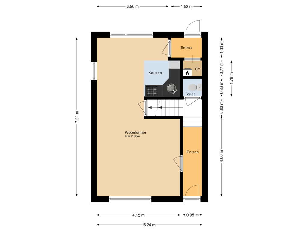 Bekijk plattegrond van Begane grond van Brahmslaan 1