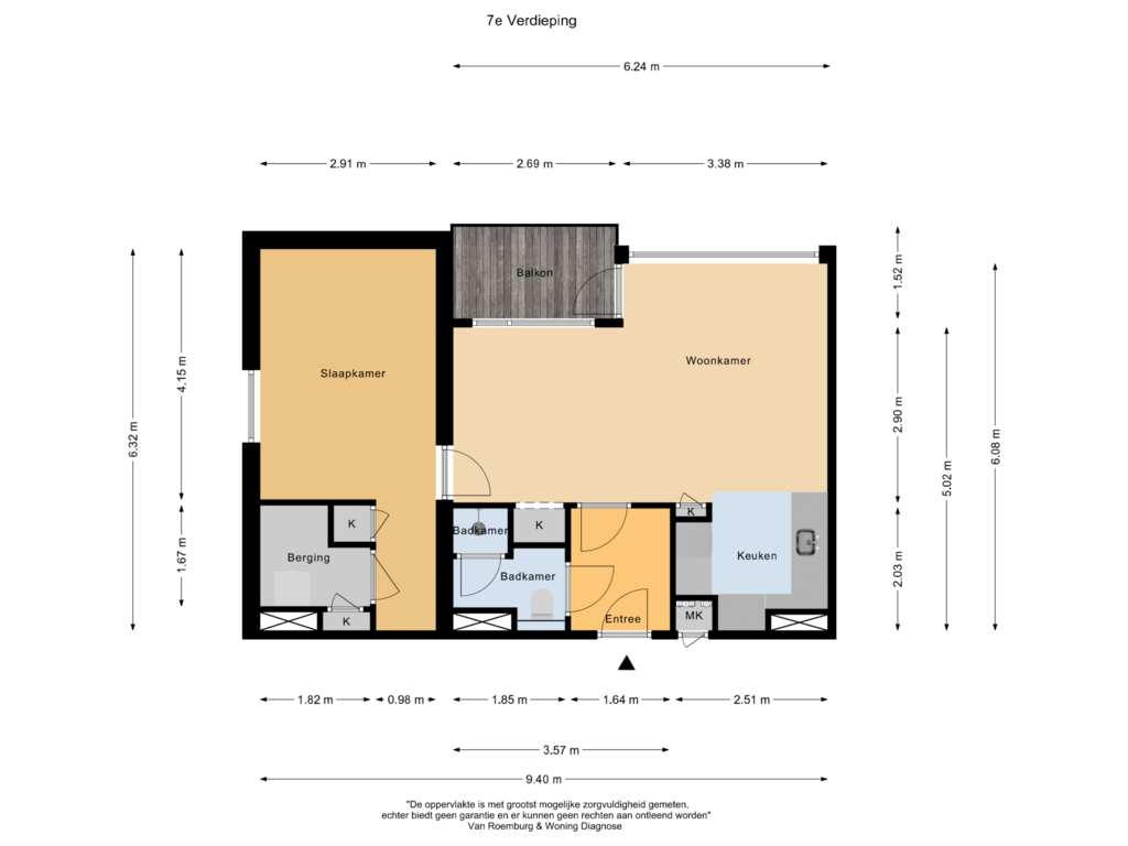 Bekijk plattegrond van 7e Verdieping van Bachstraat 186