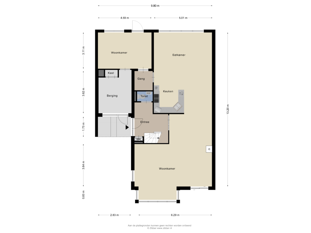 Bekijk plattegrond van Begane Grond van Gunterstein 16