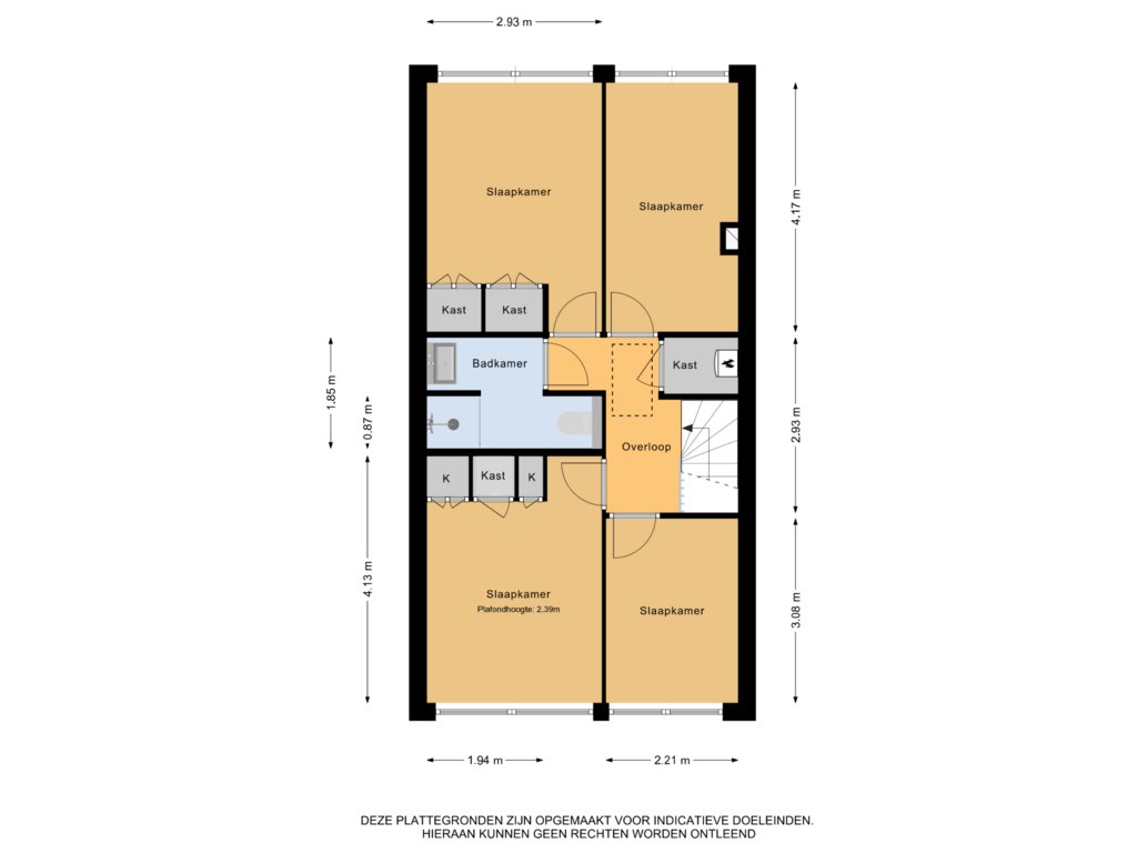 View floorplan of 1e verdieping of Kleersnijdershorst 8