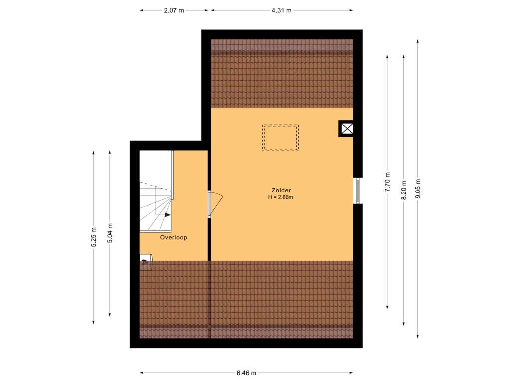 View floorplan of Tweede verdieping of van Hamelstraat 54