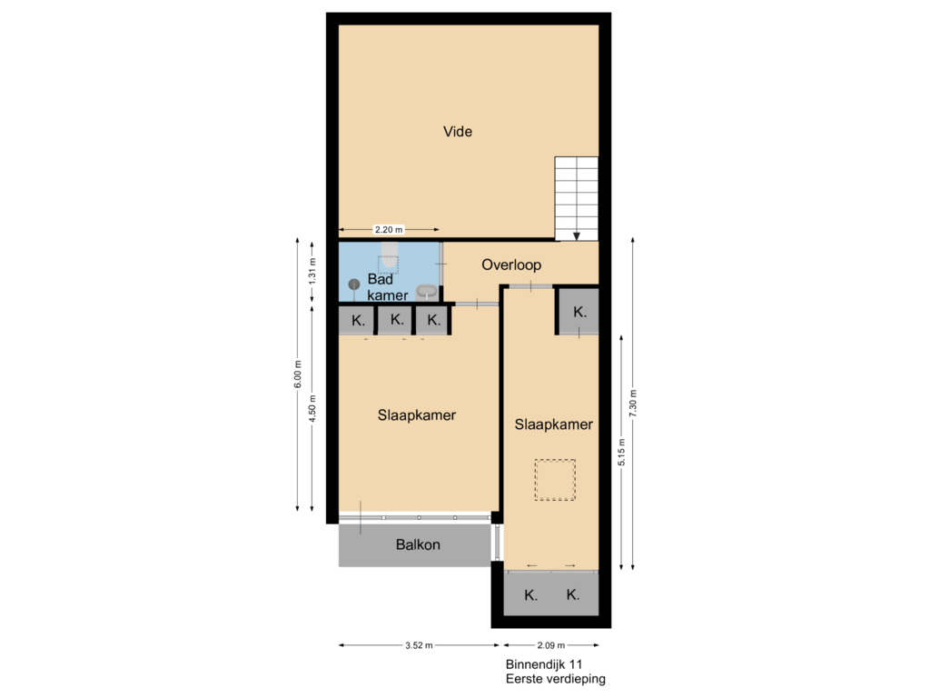 View floorplan of Floor 1 of Binnendijk 11