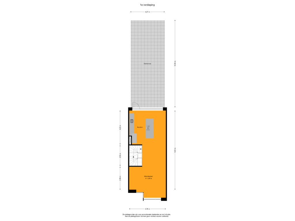 View floorplan of 1e verdieping of Kartonstraat 3