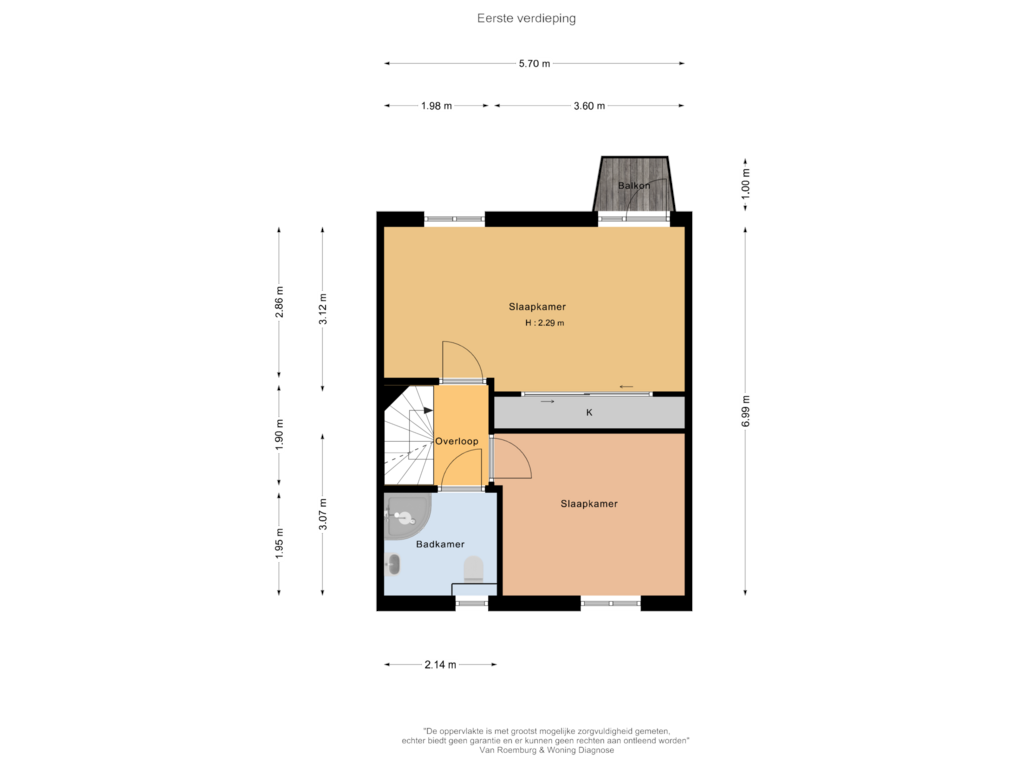 View floorplan of Eerste verdieping of Fokkerstraat 33