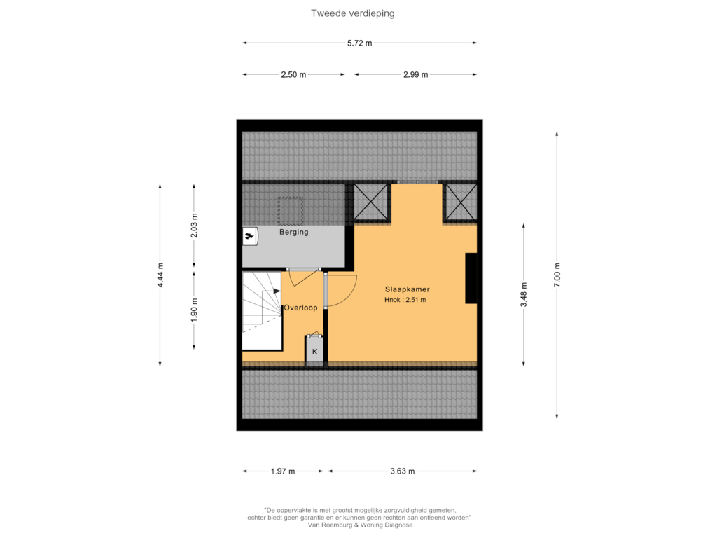 View floorplan of Tweede verdieping of Fokkerstraat 33