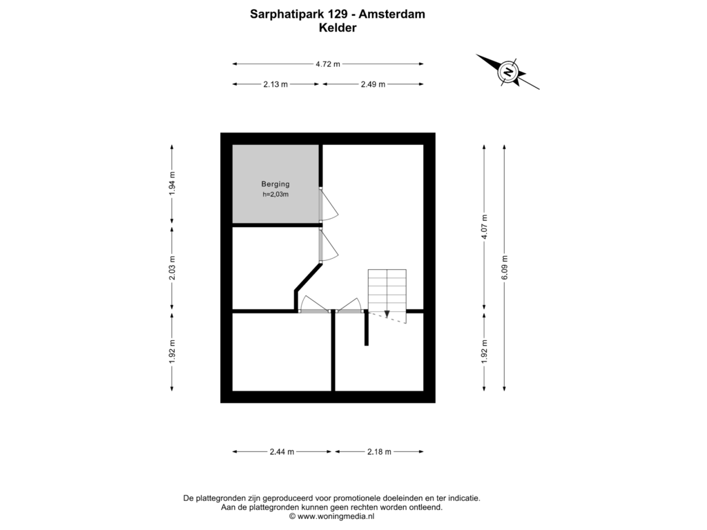 Bekijk plattegrond van Berging van Sarphatipark 129-3