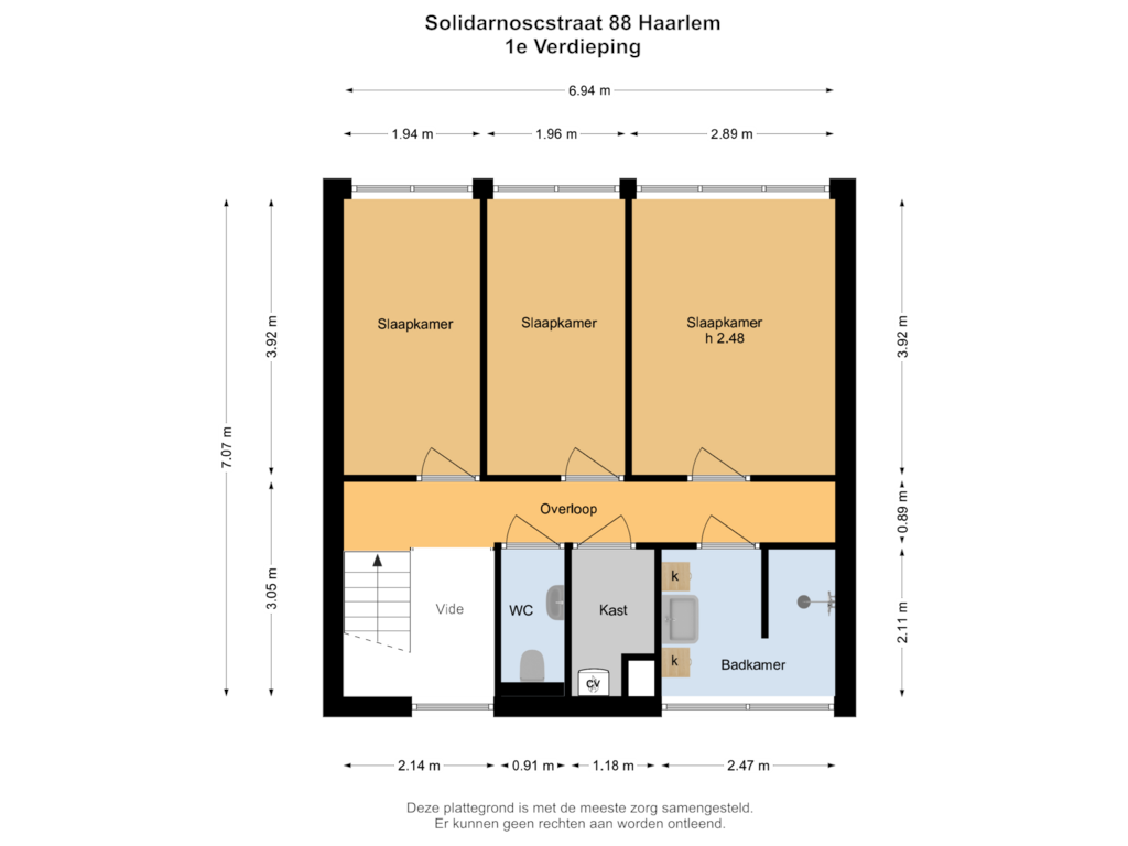 View floorplan of 1e Verdieping of Solidarnoscstraat 88