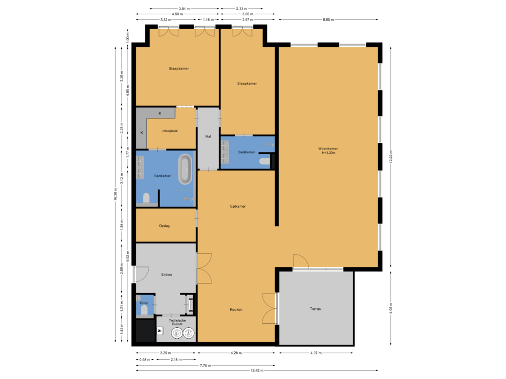 Bekijk plattegrond van Appartement van Burgemeester van Nispen van Sevenaerstraat 24