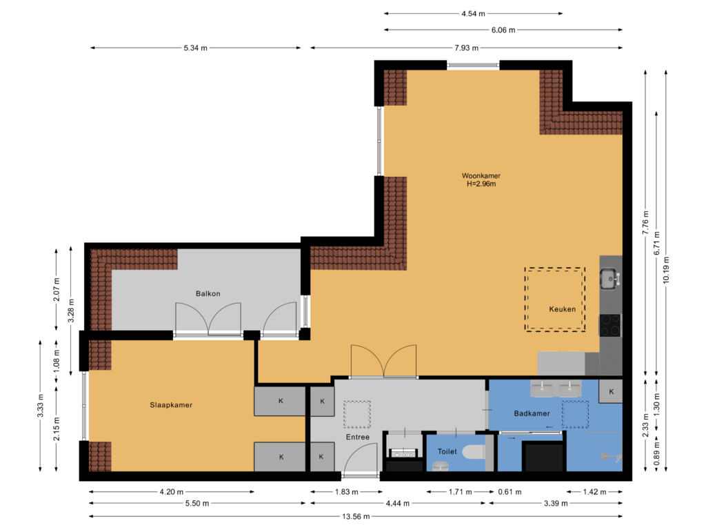 Bekijk plattegrond van Appartement van Burgemeester van Nispen van Sevenaerstraat 34