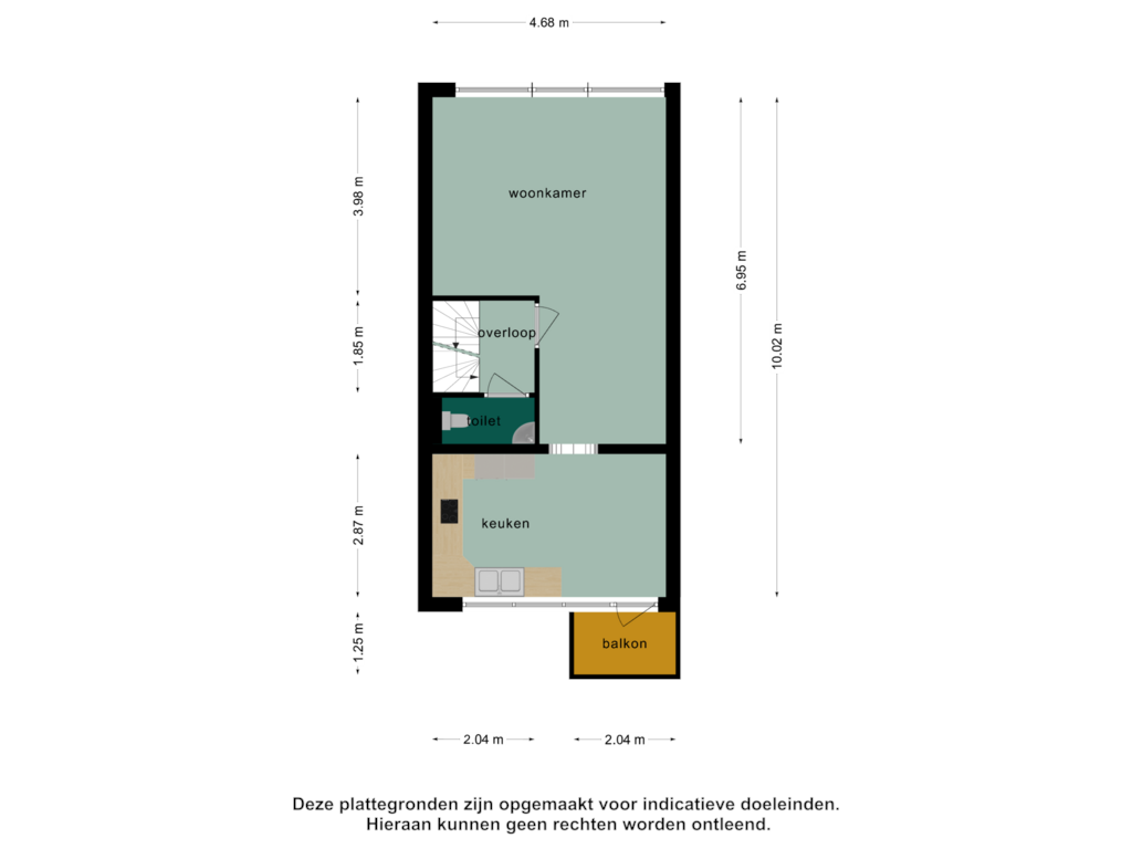 View floorplan of 1e verdieping of Middelijk 36