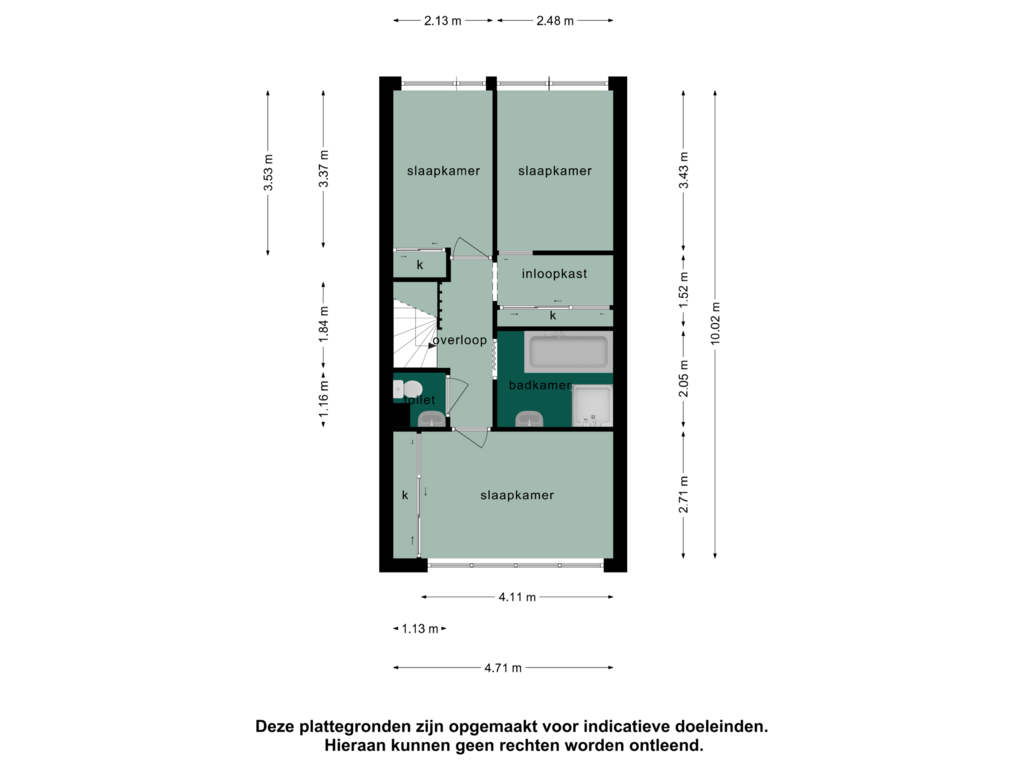 View floorplan of 2e verdieping of Middelijk 36