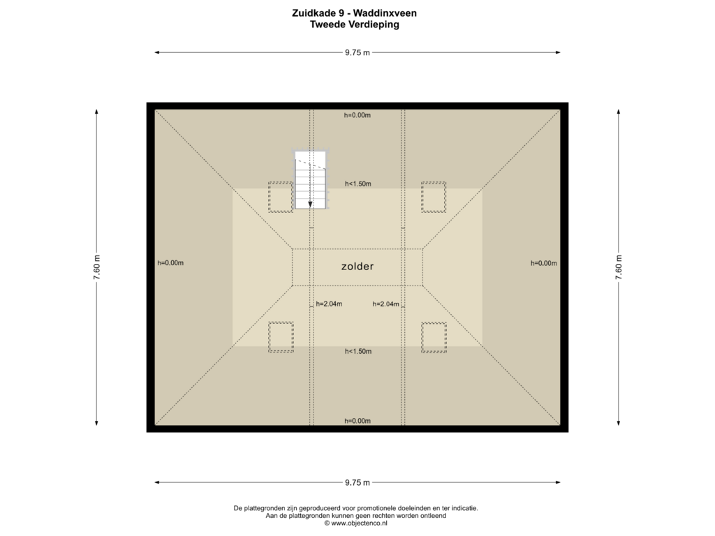 Bekijk plattegrond van TWEEDE VERDIEPING van Zuidkade 9