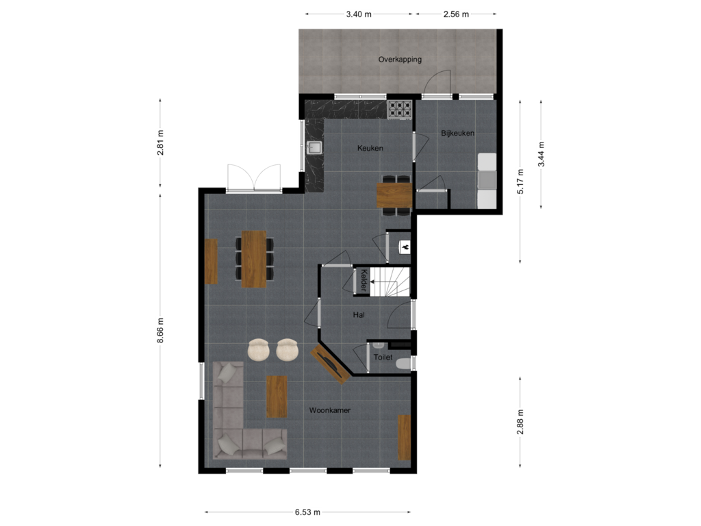 Bekijk plattegrond van Begane grond van van der Duinstraat 102-A