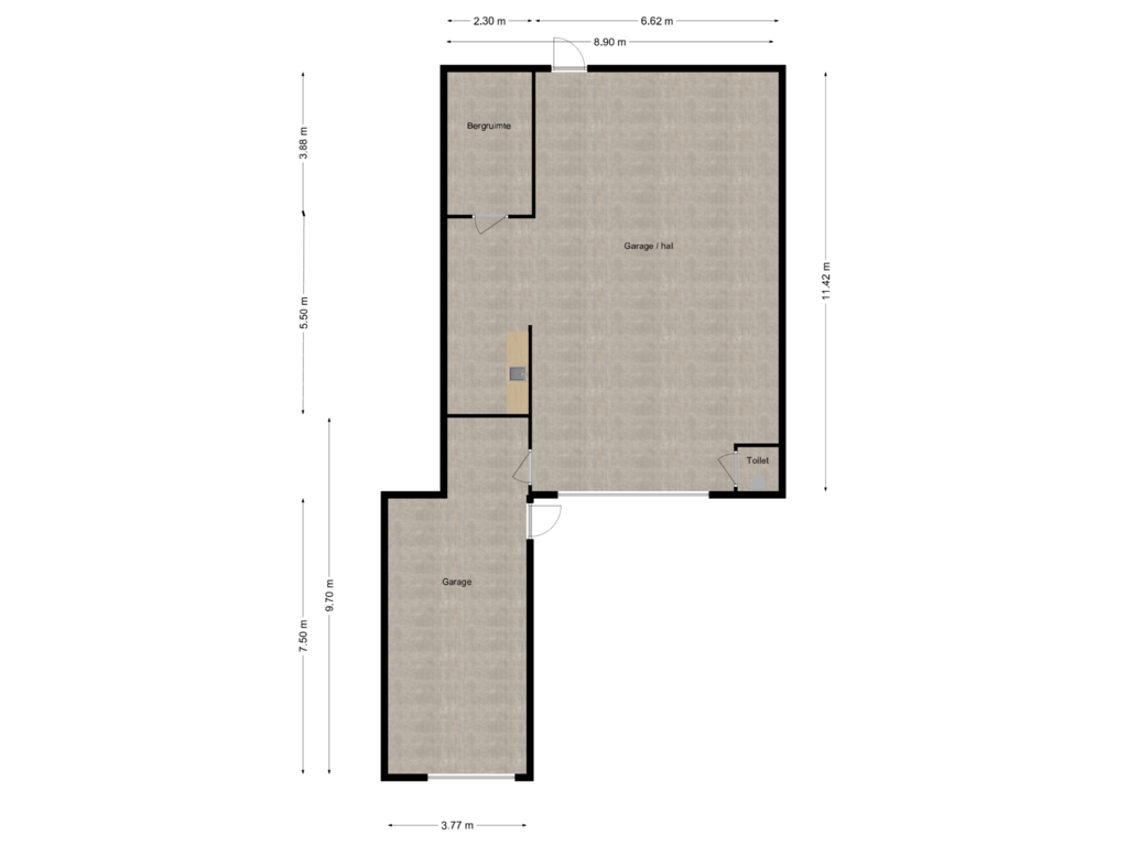 Bekijk plattegrond van Garage / hal van van der Duinstraat 102-A