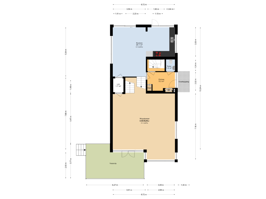 Bekijk plattegrond van Begane grond van Oude Zeeweg 84